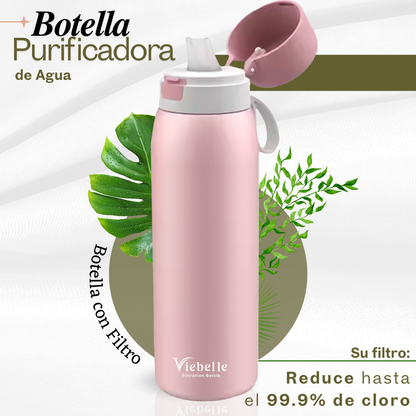 Botella con Filtro de Agua de Acero Inoxidable Viebelle - Color Rosado